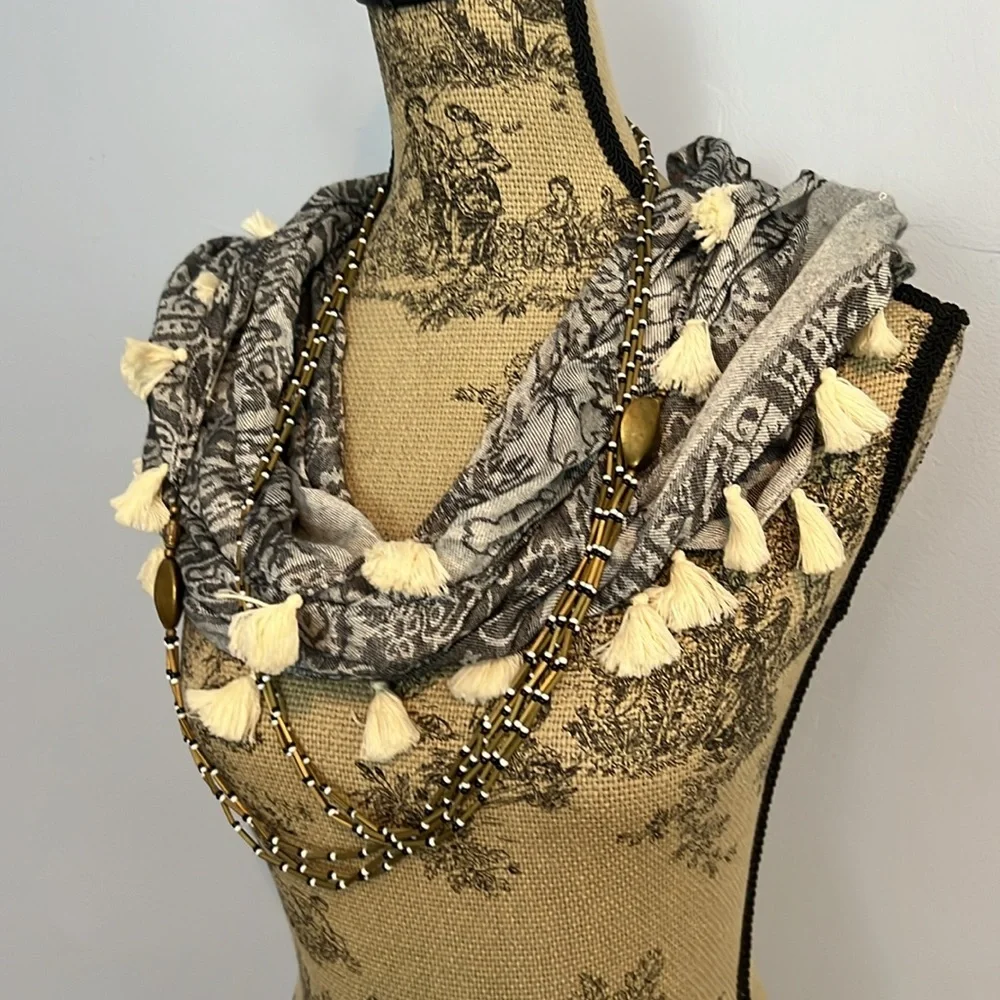 Anthropologie Floreat Tassel Scarf